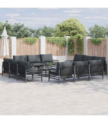 vidaXL Garden Sofa Set 13 pcs Black Steel