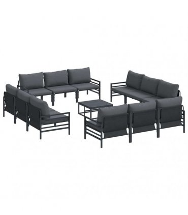 vidaXL Garden Sofa Set 13 pcs Black Steel