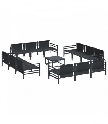 vidaXL Garden Sofa Set 13 pcs Black Steel