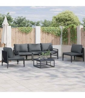 vidaXL Garden Sofa Set 5 pcs Black Steel