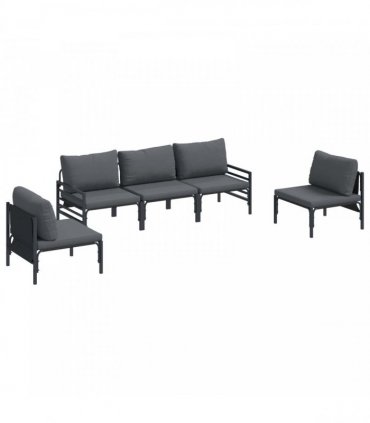 vidaXL Garden Sofa Set 5 pcs Black Steel