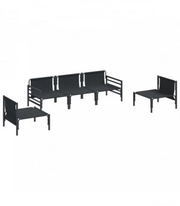 vidaXL Garden Sofa Set 5 pcs Black Steel