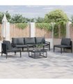 vidaXL Garden Sofa Set 6 pcs Black Steel