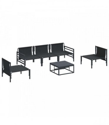 vidaXL Garden Sofa Set 6 pcs Black Steel