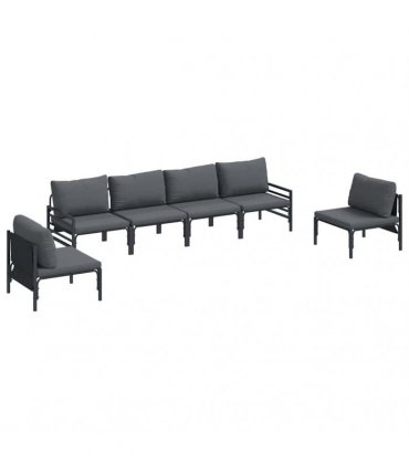 vidaXL Garden Sofa Set 6 pcs Black Steel