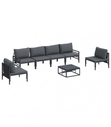 vidaXL Garden Sofa Set 7 pcs Black Steel