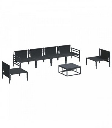 vidaXL Garden Sofa Set 7 pcs Black Steel