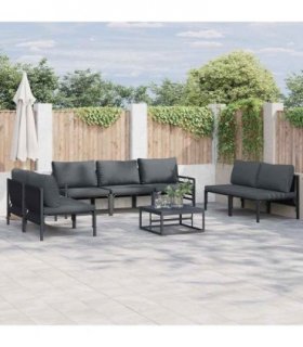 vidaXL Garden Sofa Set 7 pcs Black Steel