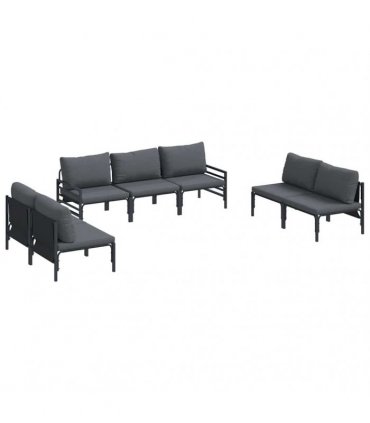 vidaXL Garden Sofa Set 7 pcs Black Steel