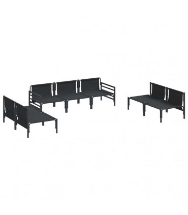 vidaXL Garden Sofa Set 7 pcs Black Steel