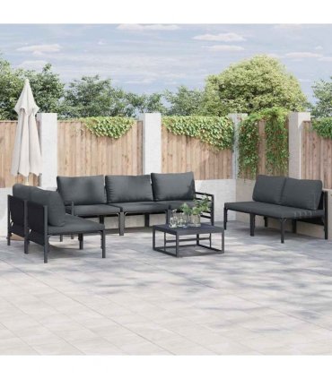 vidaXL Garden Sofa Set 8 pcs Black Steel