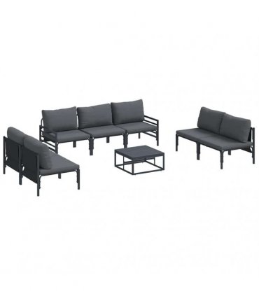 vidaXL Garden Sofa Set 8 pcs Black Steel