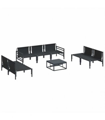 vidaXL Garden Sofa Set 8 pcs Black Steel