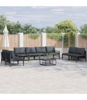 vidaXL Garden Sofa Set 8 pcs Black Steel