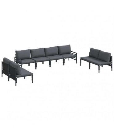 vidaXL Garden Sofa Set 8 pcs Black Steel