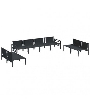 vidaXL Garden Sofa Set 8 pcs Black Steel