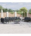 vidaXL Garden Sofa Set 9 pcs Black Steel