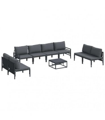 vidaXL Garden Sofa Set 9 pcs Black Steel