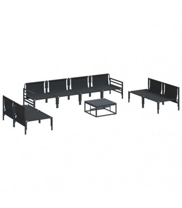 vidaXL Garden Sofa Set 9 pcs Black Steel