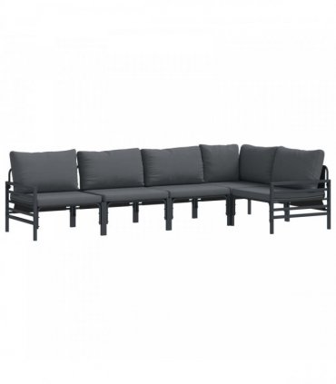 vidaXL Garden Sofa Set 5 pcs Black Steel