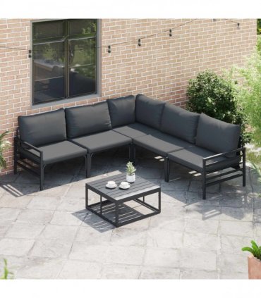 vidaXL Garden Sofa Set 5 pcs Black Steel