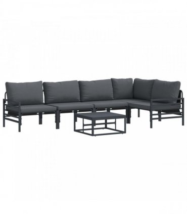vidaXL Garden Sofa Set 6 pcs Black Steel