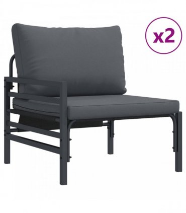vidaXL Garden Sofa Set 6 pcs Black Steel