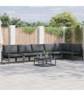 vidaXL Garden Sofa Set 6 pcs Black Steel