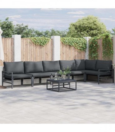 vidaXL Garden Sofa Set 6 pcs Black Steel