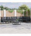 vidaXL Garden Sofa Set 6 pcs Black Steel