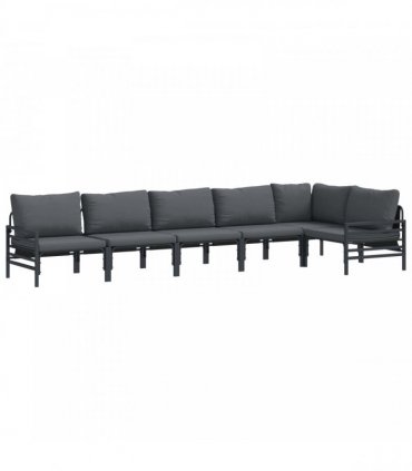 vidaXL Garden Sofa Set 6 pcs Black Steel