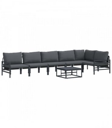 vidaXL Garden Sofa Set 7 pcs Black Steel