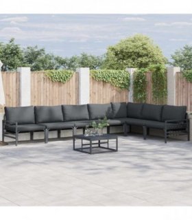 vidaXL Garden Sofa Set 7 pcs Black Steel