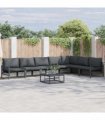 vidaXL Garden Sofa Set 7 pcs Black Steel