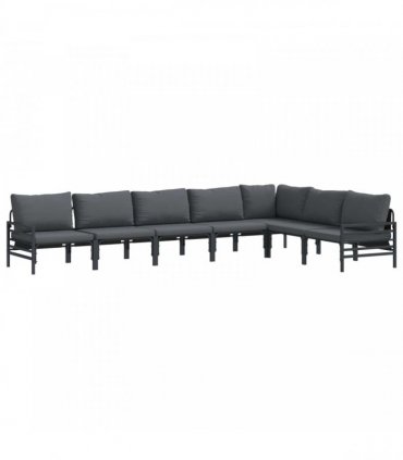 vidaXL Garden Sofa Set 7 pcs Black Steel