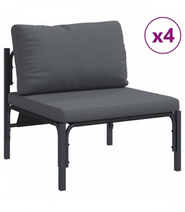 vidaXL Garden Sofa Set 8 pcs Black Steel