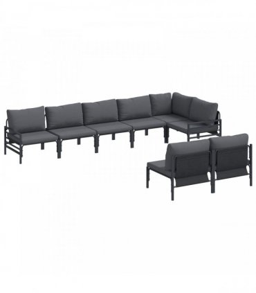 vidaXL Garden Sofa Set 8 pcs Black Steel