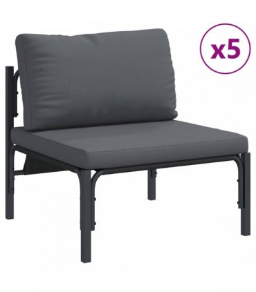 vidaXL Garden Sofa Set 8 pcs Black Steel