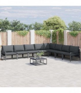vidaXL Garden Sofa Set 9 pcs Black Steel