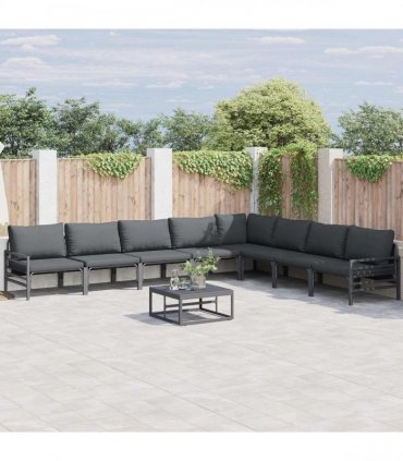 vidaXL Garden Sofa Set 9 pcs Black Steel