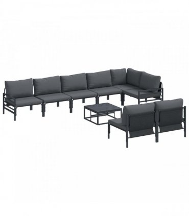 vidaXL Garden Sofa Set 9 pcs Black Steel