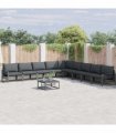 vidaXL Garden Sofa Set 9 pcs Black Steel