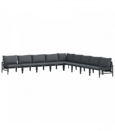 vidaXL Garden Sofa Set 9 pcs Black Steel