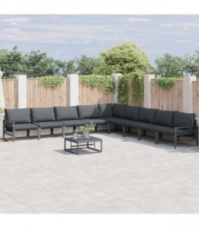 vidaXL Garden Sofa Set 10 pcs Black Steel