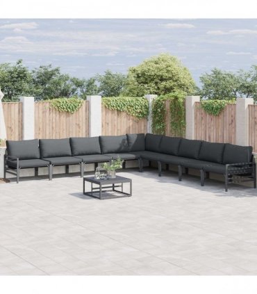 vidaXL Garden Sofa Set 10 pcs Black Steel
