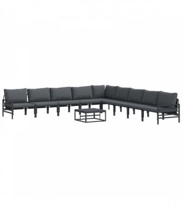 vidaXL Garden Sofa Set 10 pcs Black Steel