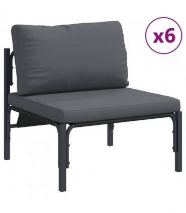vidaXL Garden Sofa Set 10 pcs Black Steel