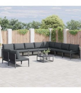 vidaXL Garden Sofa Set 10 pcs Black Steel