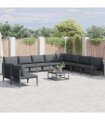 vidaXL Garden Sofa Set 10 pcs Black Steel
