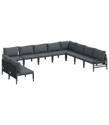 vidaXL Garden Sofa Set 10 pcs Black Steel